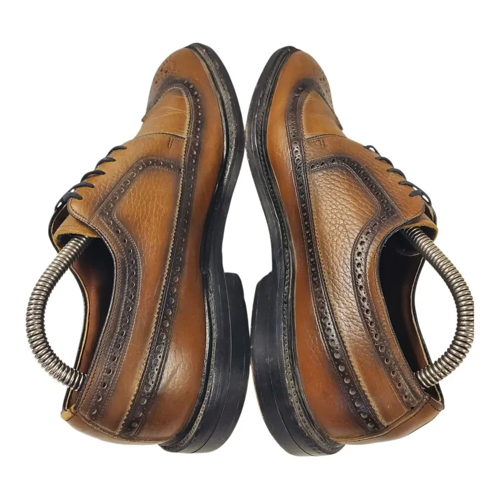 Vintage FREEMAN Shoes Mens Size 8 Brown Leather Wingtip Oxford Brogue Preppy